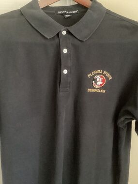Men’s Devon & Jones Black Florida State Seminole Embroidered Polo Size 2XL